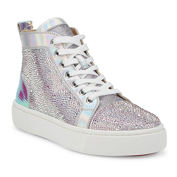 Christian Louboutin Super Louis Strass Flat SD AB Crystal High Top Sneaker 38 - Picture 3 of 12